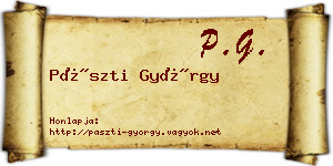 Pászti György névjegykártya