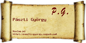 Pászti György névjegykártya